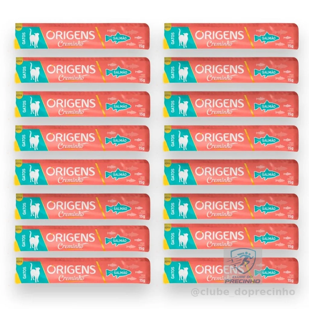 Kit 4x Petisco Origens Creminho Salmão para Gatos - 60g - 16 unidades