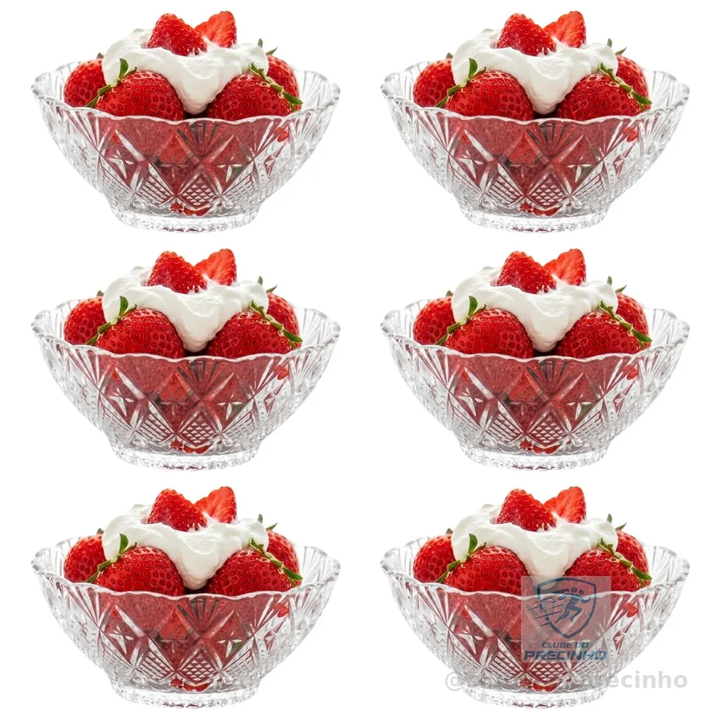Kit 6 Taças Bowls de Vidro para Sobremesa e Sorvete 170ml Linha Premium com Design Elegante