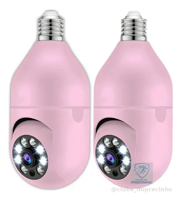 Kit 2 Câmera Lampada Espia Wifi Giro360 Graus Visão Colorida