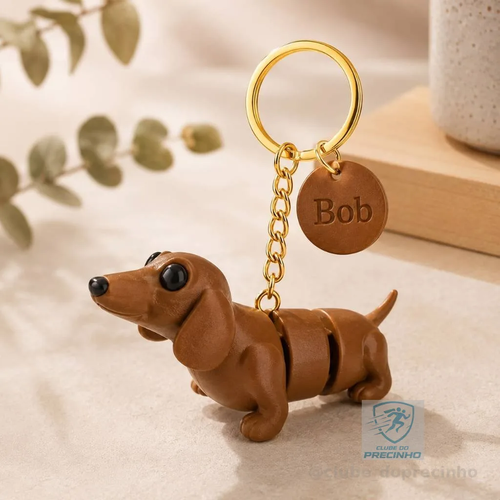 Chaveiro cachorro salsicha articulado - Dachshund, chaveiro fofo, chaveiro personalizado, presente pet, colecionável
