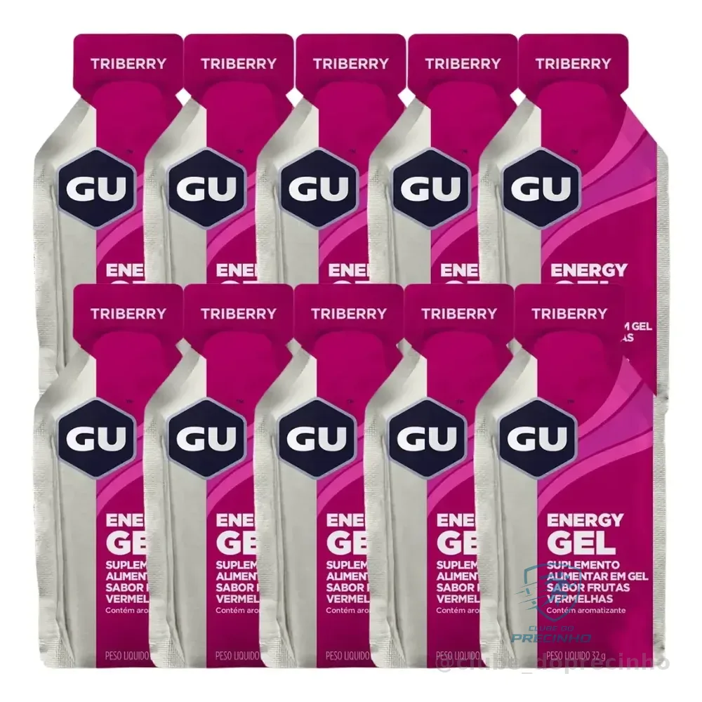 Kit 10 Gel De Carboidrato Isotônico Gu Energy Gel - Sabores Sabor Frutas Vermelhas Com Cafeina