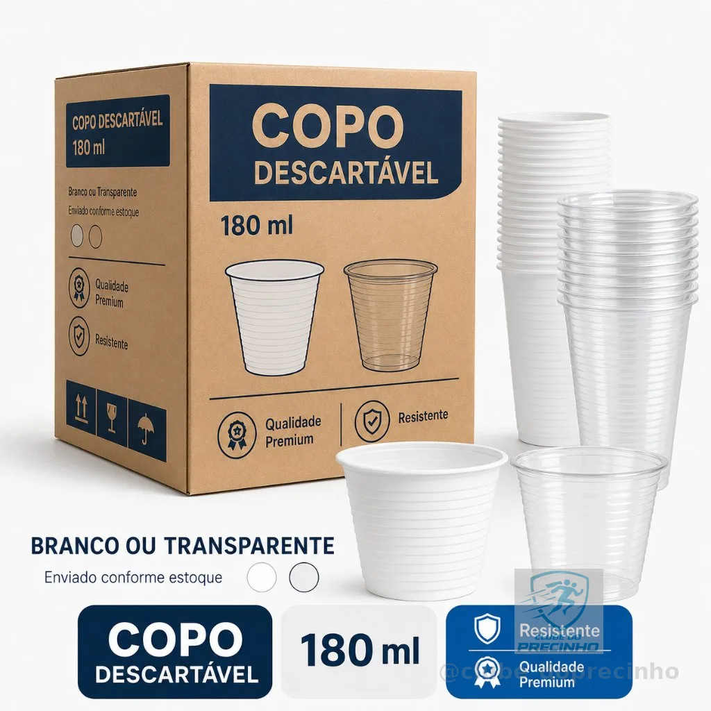 KIT 500 Copos Descartáveis 180ml Premium | Alta Qualidade  + Vendido da Shopee Festas Natal Ano Novo