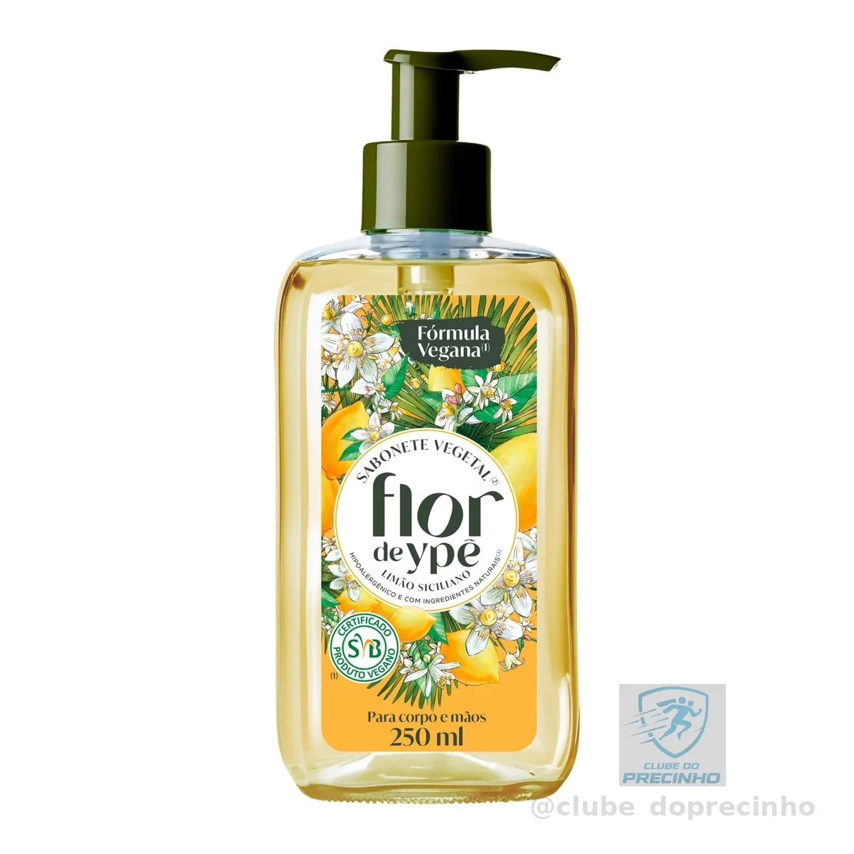 Flor de Ypê Sabonete Líquido Vegetal Limão Siciliano, 250ml (Pump)
