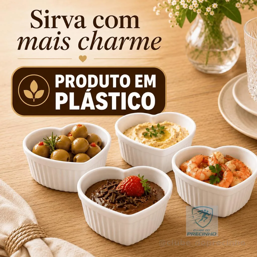 Cumbuca de Coração Branca para Sobremesas Petiscos e Molhos