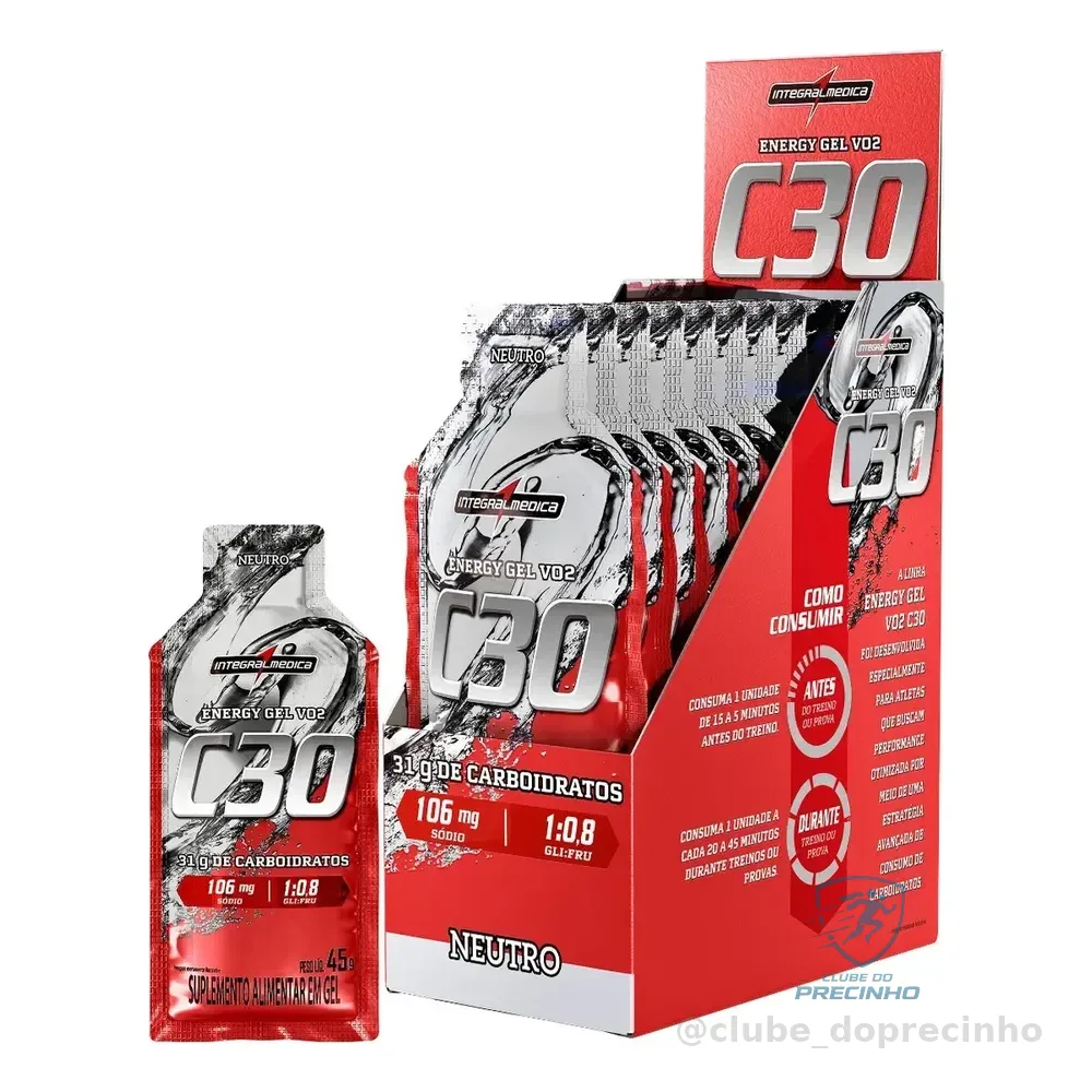 Pack 10 Unidades Suplemento Energy Gel Vo2 C30 Energy Neutro Integralmédica