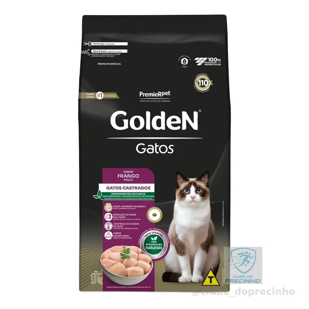 Ração para Gatos Adultos Castrados Frango Fórmula 3kg Golden