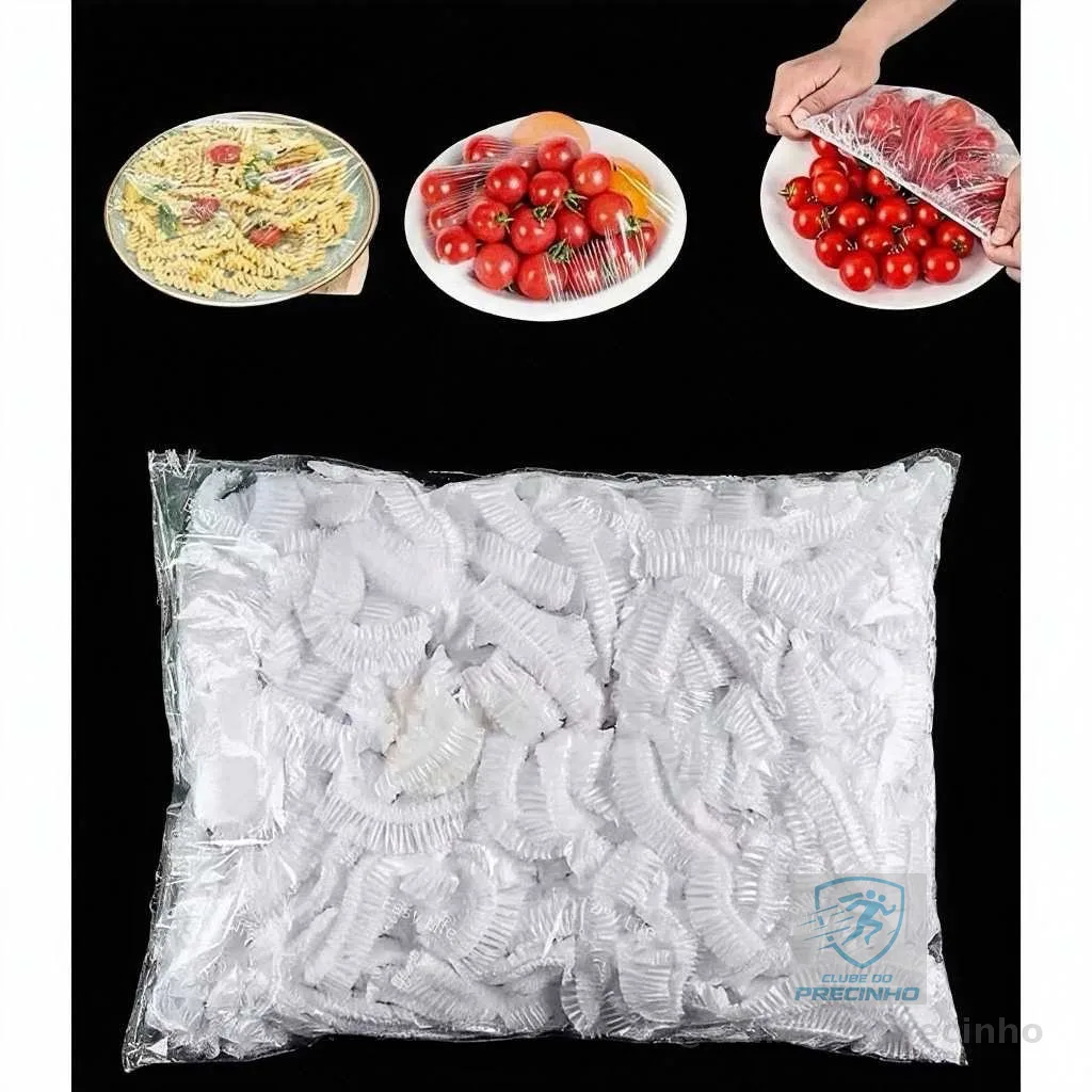 Novo Kit Com 100 Até 300 Capas Elásticas Descartáveis Para Alimentos Vedação Frescor Cozinha Multiuso