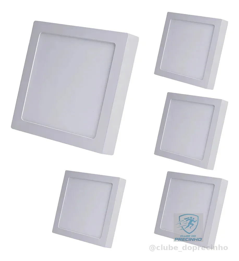 Kit 5 Painel De Led Sobrepor 18w Quadrado 22cm 6500k Avant