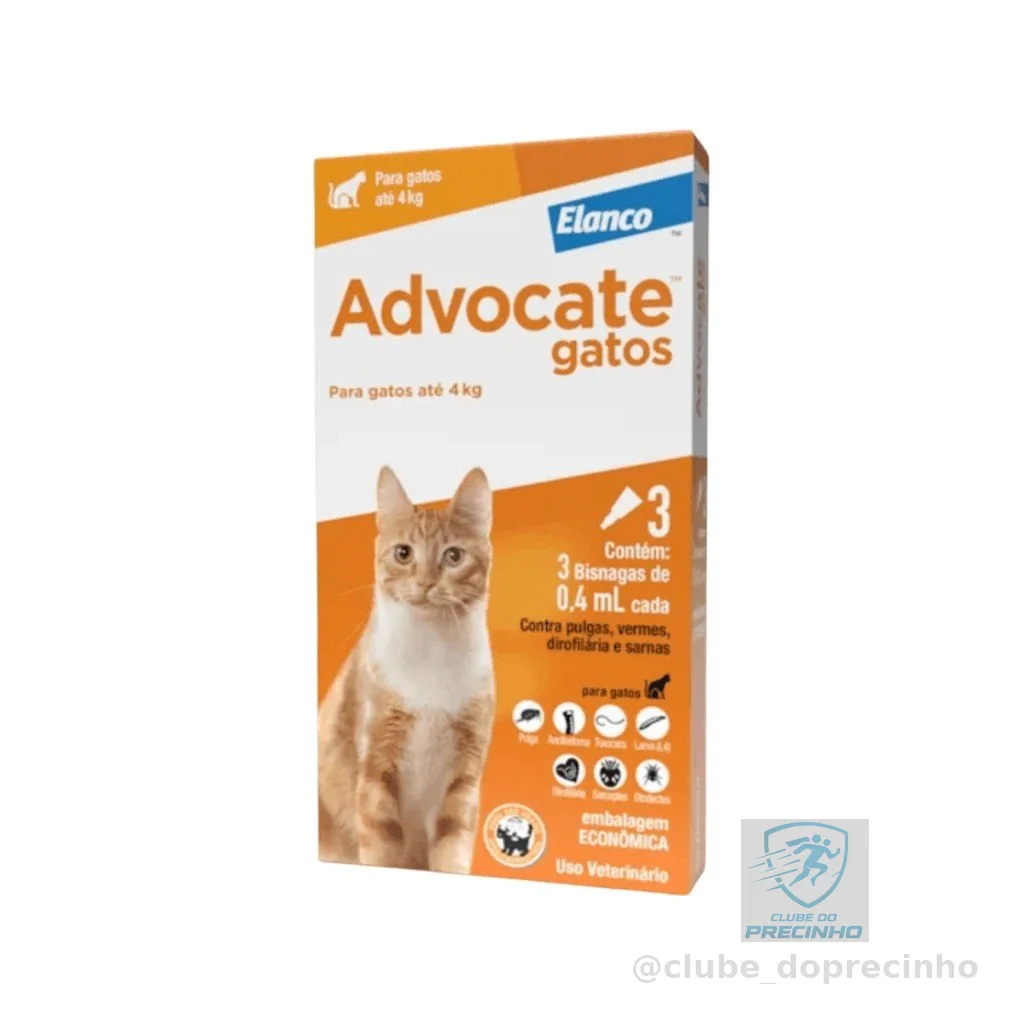Combo Advocate Gatos 0,4ml Até 4kg - 3 Pipetas