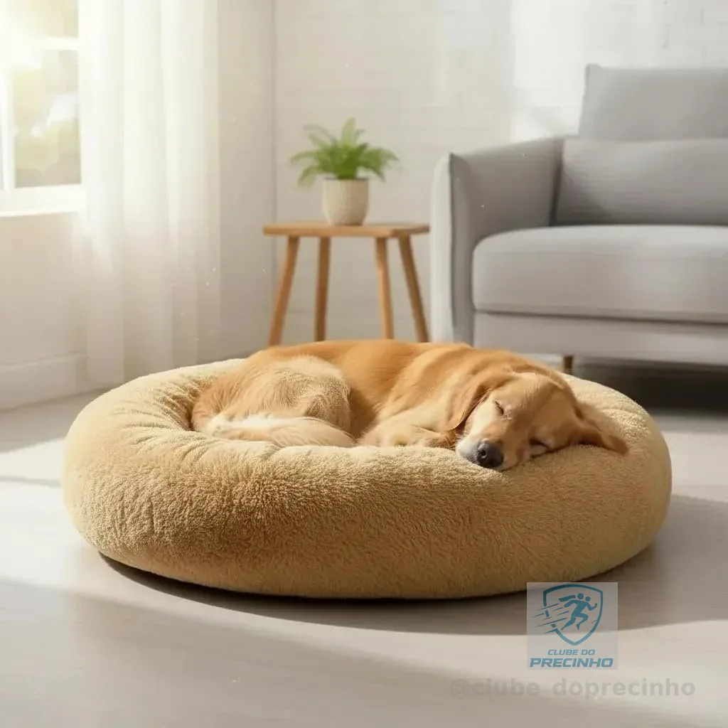 CAMA PET NUVEM PELUCIA REDONDA M 50X50X12 CAMINHA PELUCIADA CASA NINHO Cachorros E Gatos DONUT CASINHA PELUCIA FUNDO ANTIDERRAPANTE QUALIDADE PREMIUM (CREME)