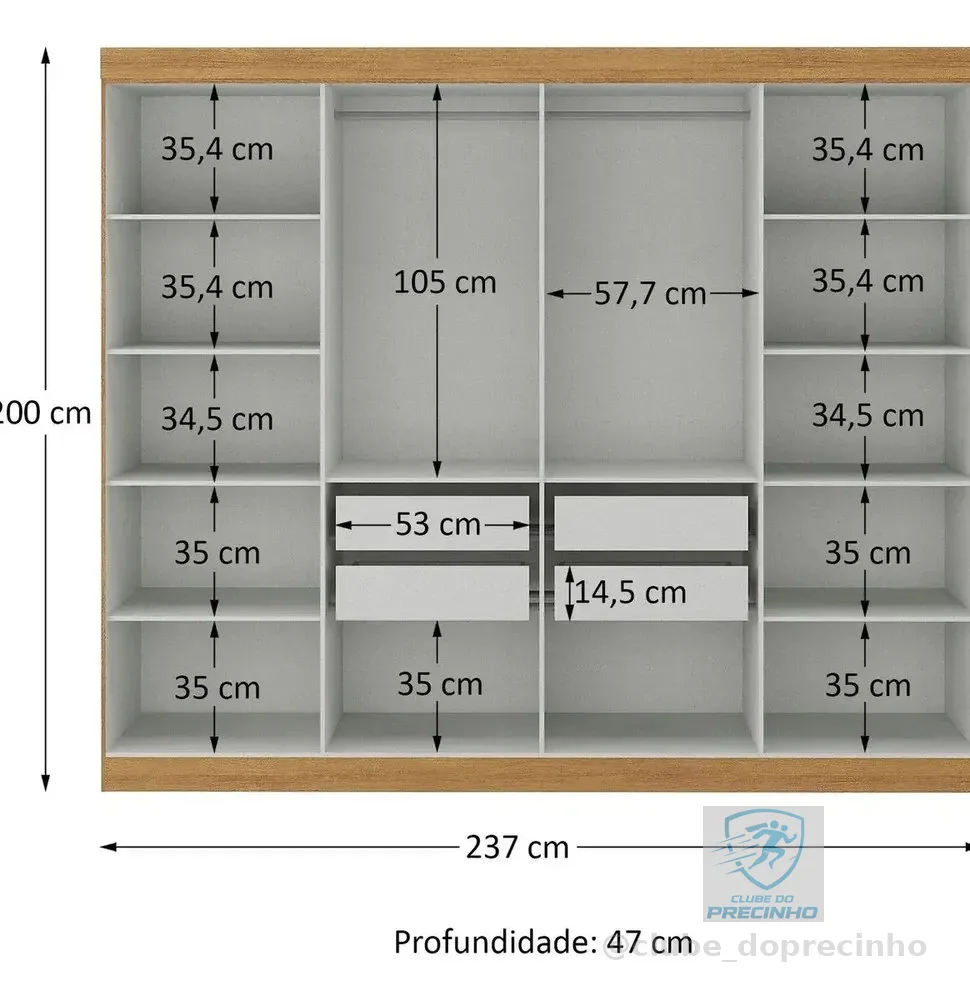 Guarda-Roupa Paris 8 Portas 200x237x47cm Cinamomo Off White