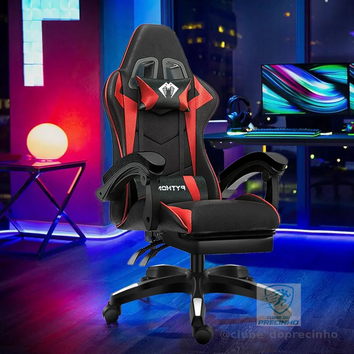 Cadeira Ergonomica Gamer Com Apoio Para Os Pés Vermelho