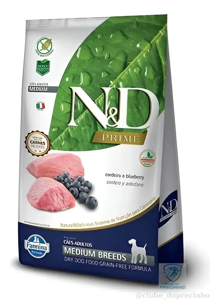 N/d Prime Medium Cães Cordeiro E Blueberry 10kg