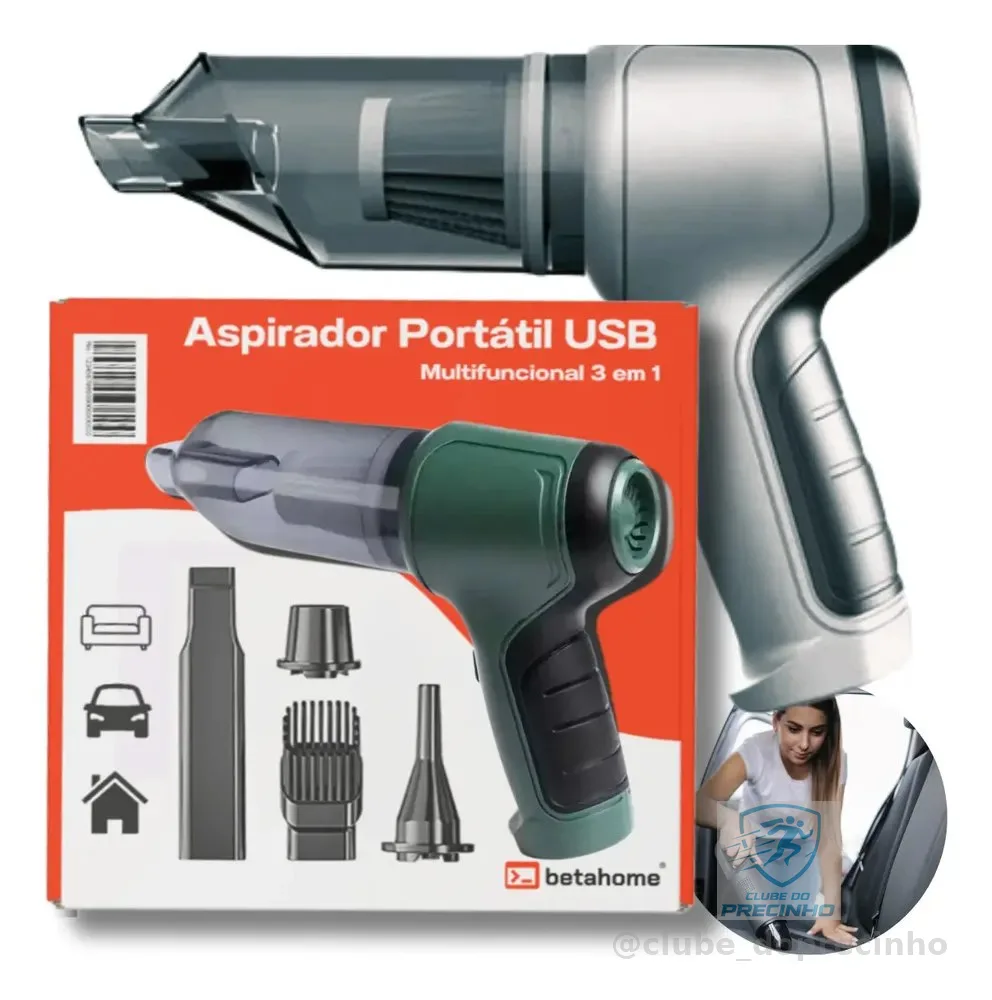 Mini Aspirador Portátil Recarregável Casa Automotivo Cinza Cinza 127/220v