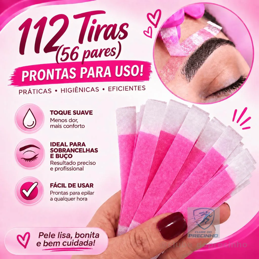 Kit 112 Tiras de Cera para Sobrancelhas e Buço | Depilflax | Depilação Rápida