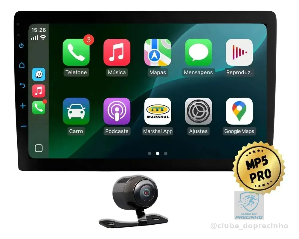 Central Multimidia 9'' Mp5 Pro+ Carplay Android Auto Sem Fio