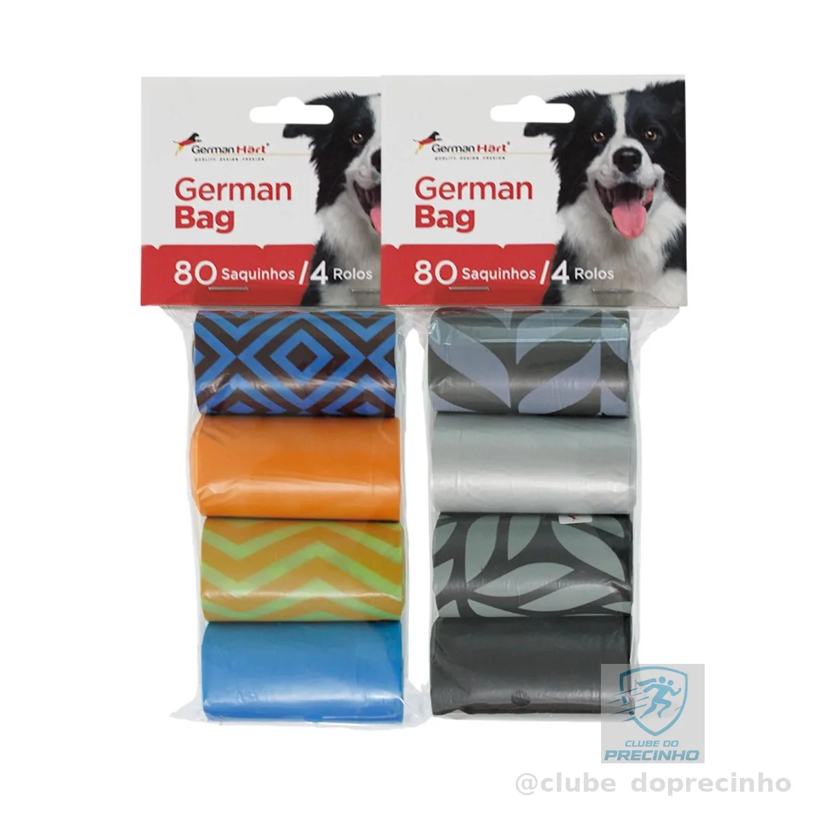 Germanhart Kit Refil Cata Caca para Cães, 8 Rolos, 160 Saquinhos Higiênicos, Destaca Fácil, Impermeável e Resistente, Cores Variadas