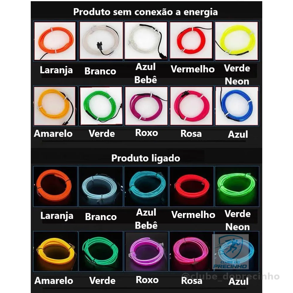 Fita de Led Neon Painel Interior Carro Decoração Automotiva Tunning 12V 3 / 5 metros Top Luxo LULU
