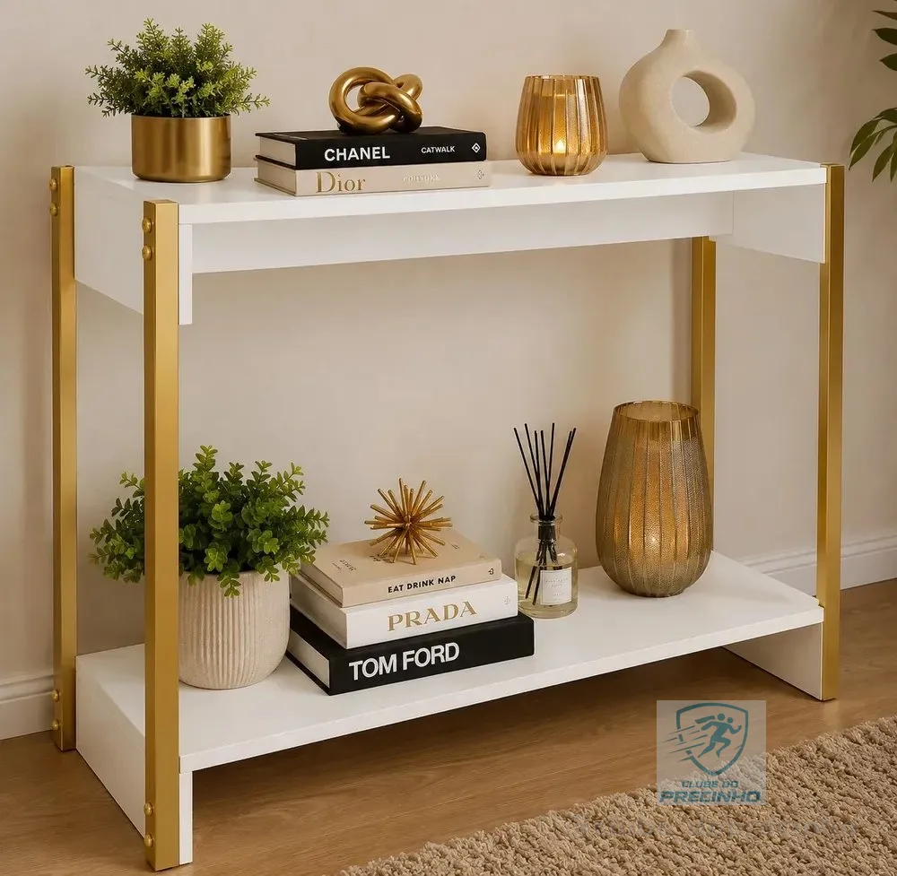 Aparador Industrial 70cm Hall De Entrada Sala Decoração Prem Branco