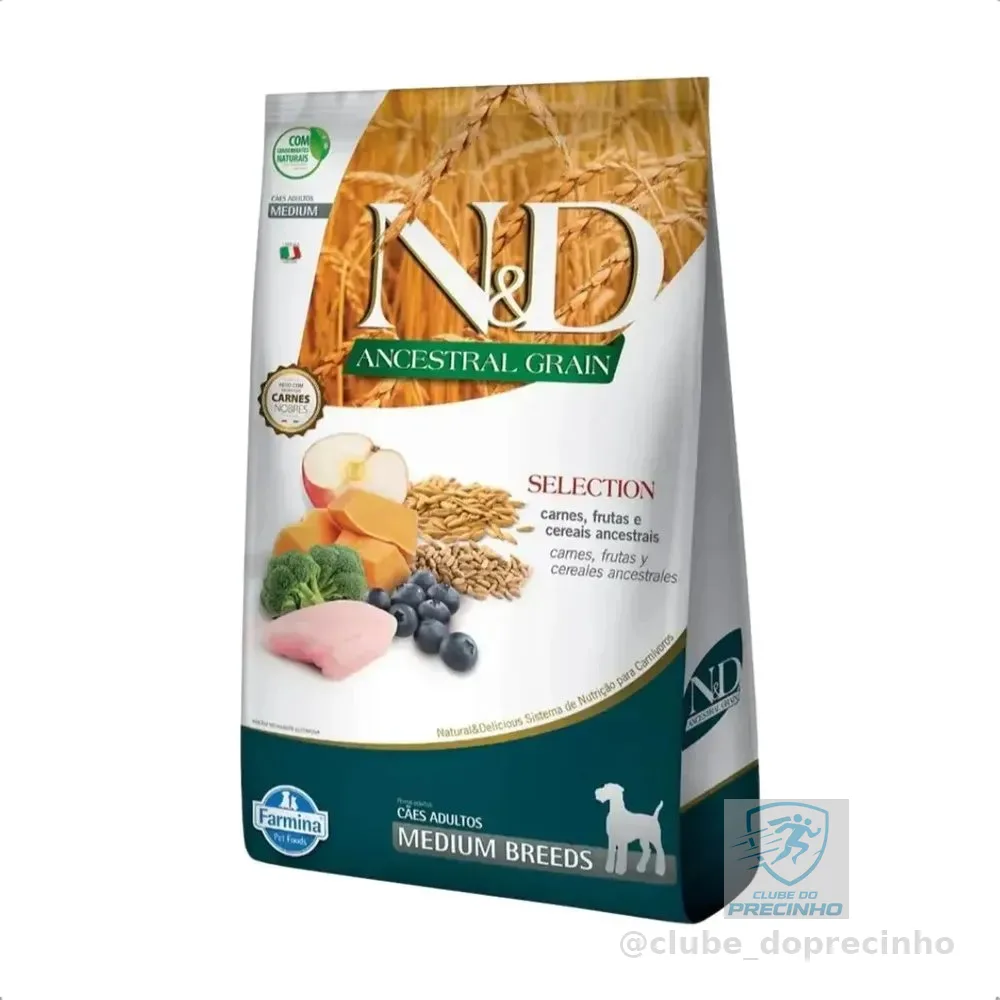 Ração N&d Ancestral Carnes Frutas Cão Adulto Raça Média 15kg
