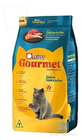 Quatree Premium Ração Gatos Castrados Delicias do Mar Gourmet 10,1kg