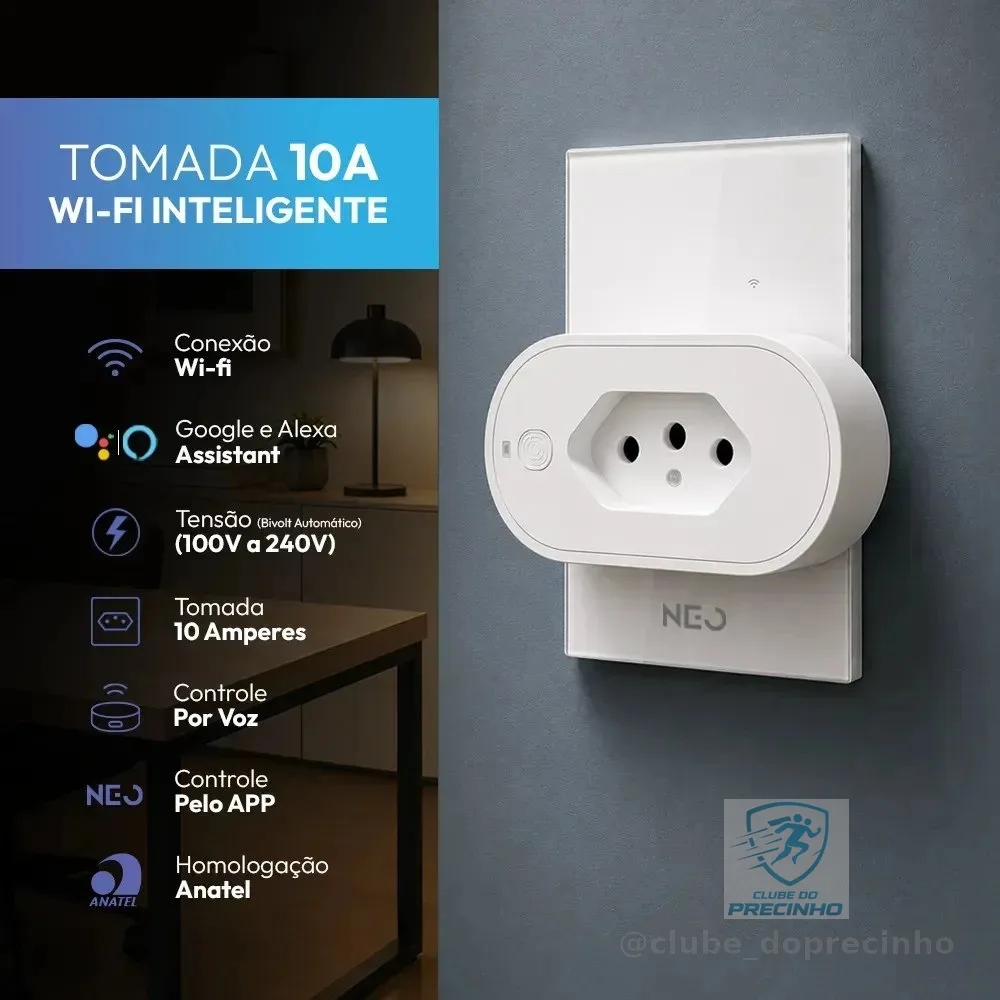 Tomada Inteligente Wi-fi 2.4 GHz 20A 110v/220v Bivolt Branco Cod: 290600017 Neo Avant