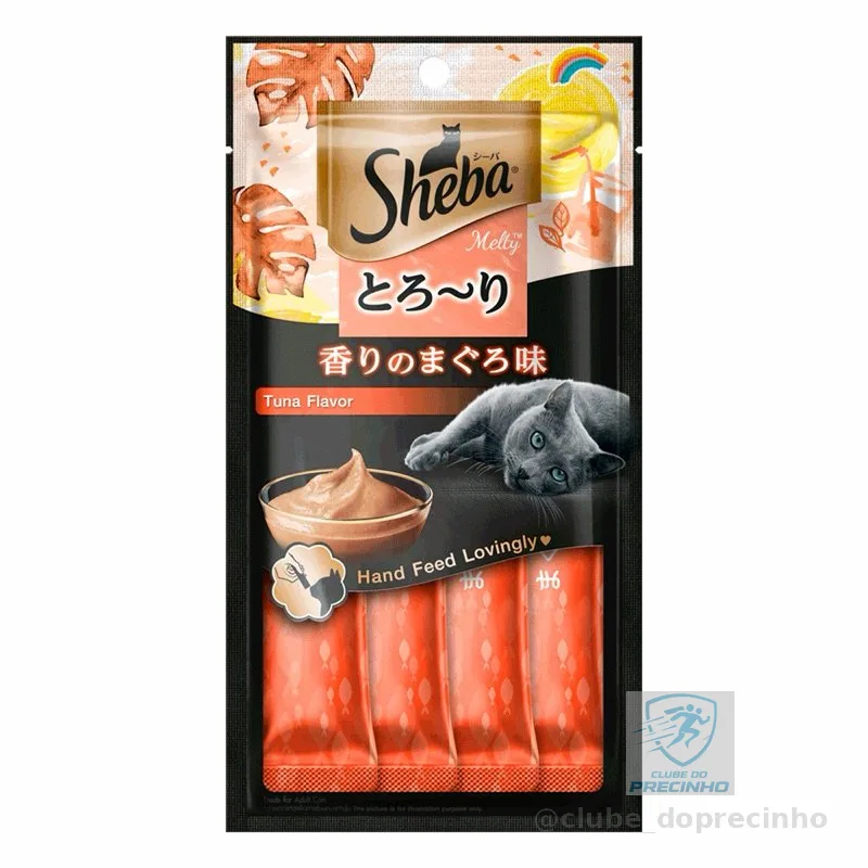 Petisco Cremoso Sheba para Gatos Sabor Atum - Baixo em Calorias, Sem Grãos, Alta Umidade