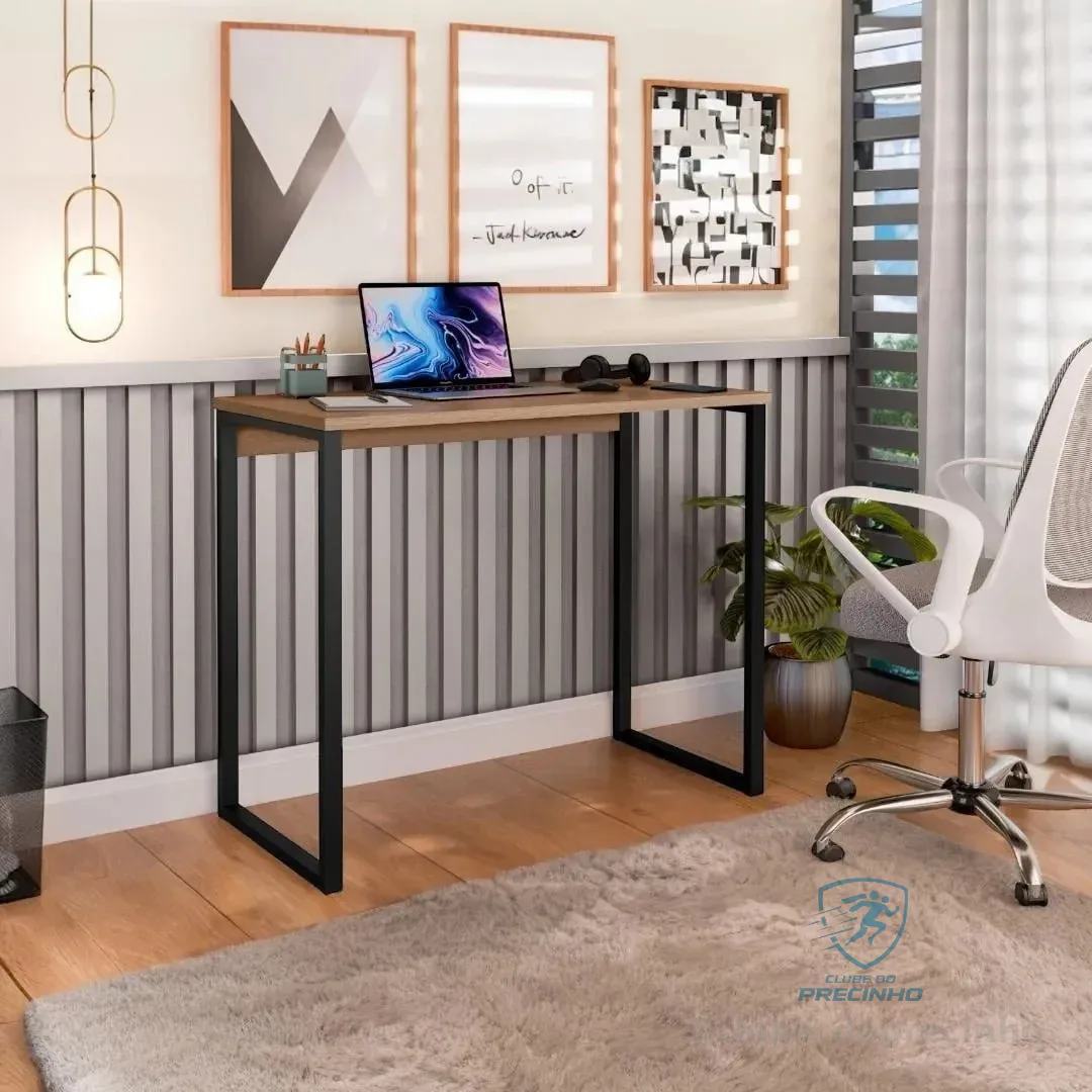 Escrivaninha Industrial Mesa Estudo Aparador Office Aço Mdf