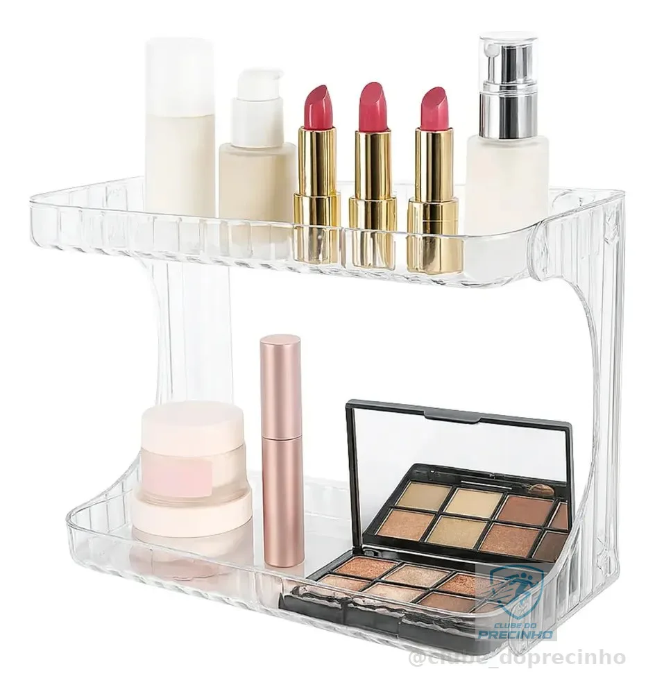 Organizador Porta Maquiagem Banheiro 2 Andares Cosméticos Transparente / Acrílico Kilate Store
