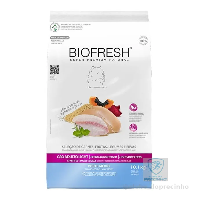Ração Biofresh Light Cães Adultos Raças Médias - 10,1kg