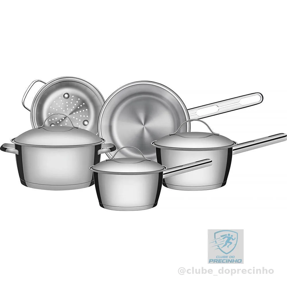 Jogo de Panelas de Aço Inox Indução Tramontina 5 Peças Allegra