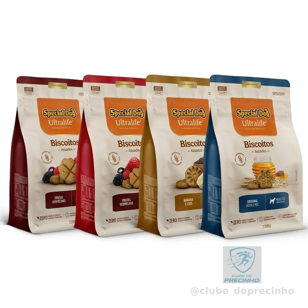 Petisco Biscoitos Special Dog Ultralife Frutas Vermelhas , Aveia e Mel ou Banana e Chia