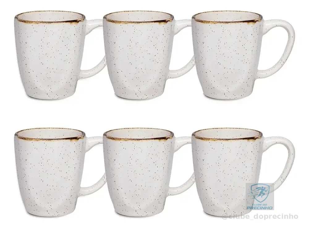 Jogo Com 6 Canecas De 260ml Em Porcelana Ryo Maresia Oxford