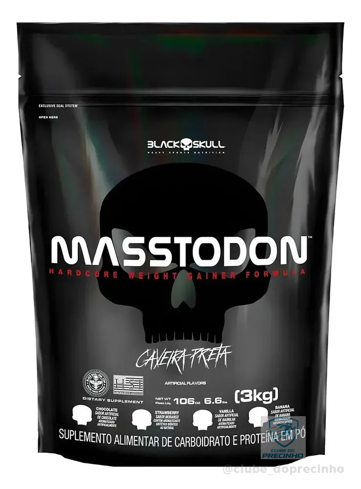 Hipercalórico Masstodon Refil 3kg Banana - Black Skull