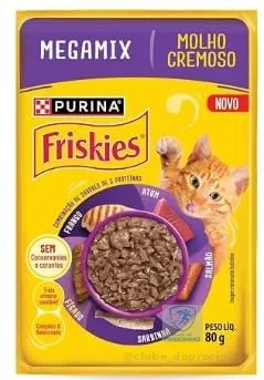 PURINA FRISKIES® Ração Úmida para Gatos Adultos Megamix 80g - 15 unidades