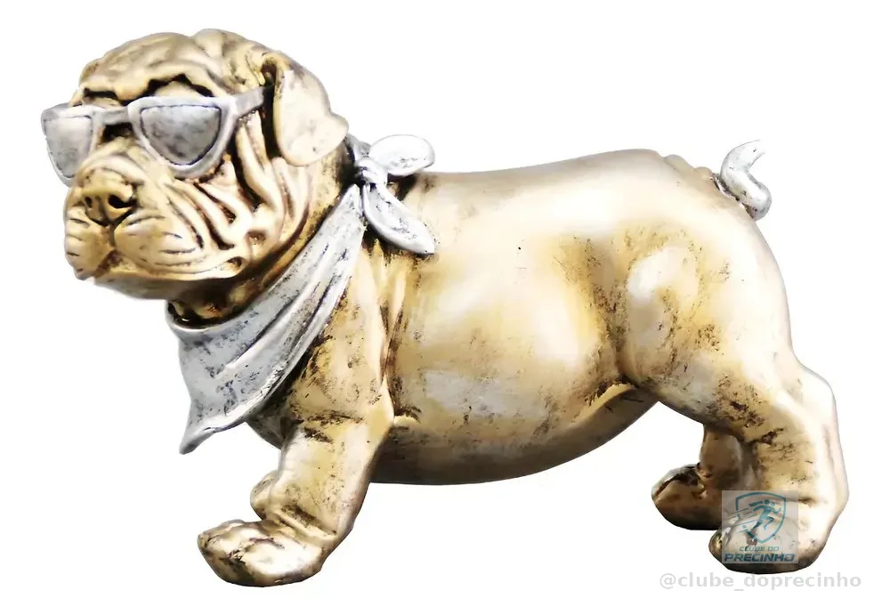 Estátua Cachorro Bulldog Em Pé Resina 14cm LW Decoração
