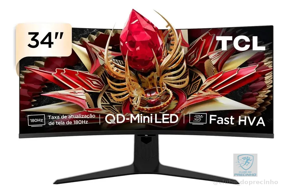 Monitor Gamer Curvo Tcl 34 Polegadas Qd-Mini Led Wqhd R83q 180hz 1ms (Gtg) Hdr 1400 Nits 34r83q