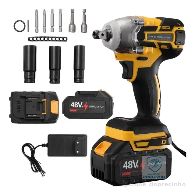 Kit Chave De Impacto 2 Baterias 48v Recarregável Com Maleta
