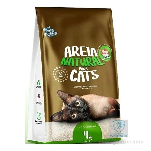 Areia higiênica natural biodegradável mandioca 4kg