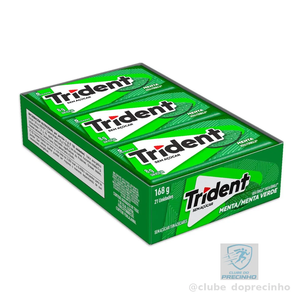 Chiclete Trident Menta Sem Açúcar - Caixa com 21 unid. de 8g