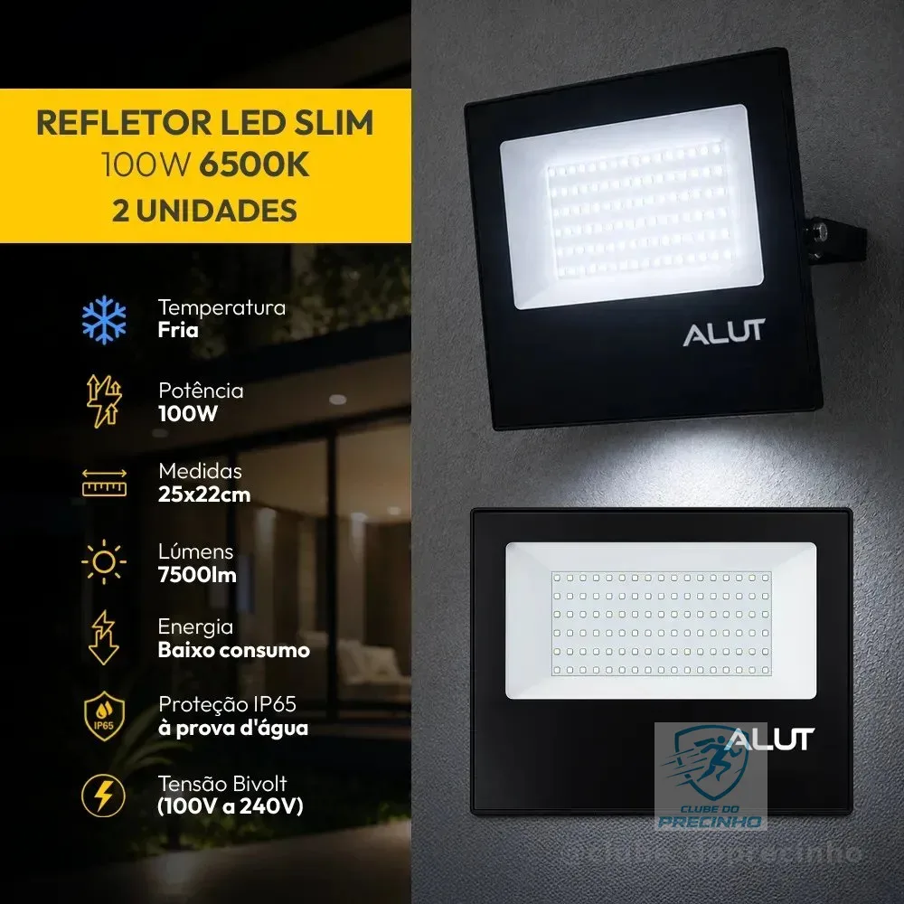 Kit 2 Refletor Led 100w 6500k Branco Frio A Prova D'água Alut Cod: Alut000701-2 Alut By Avant
