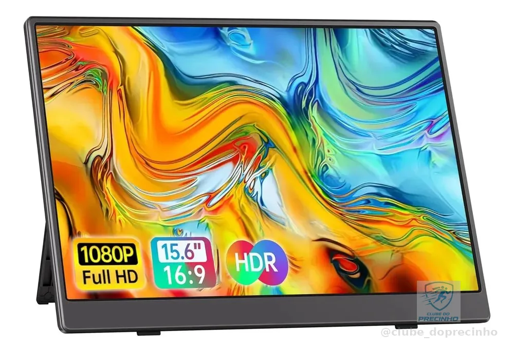 Monitor Portátil 15.6'' Tela Externa Hdr Ips 1080p Ultrafino Preto 127/220v