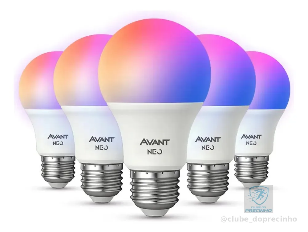 Kit 5 Led Pera Smart Inteligente Wi Fi 2.4ghz Alexa Google 10w Rgb 2700k/6500k Branco Quente/neutro/frio E27 Cod: 290028177-5 Avant Neo
