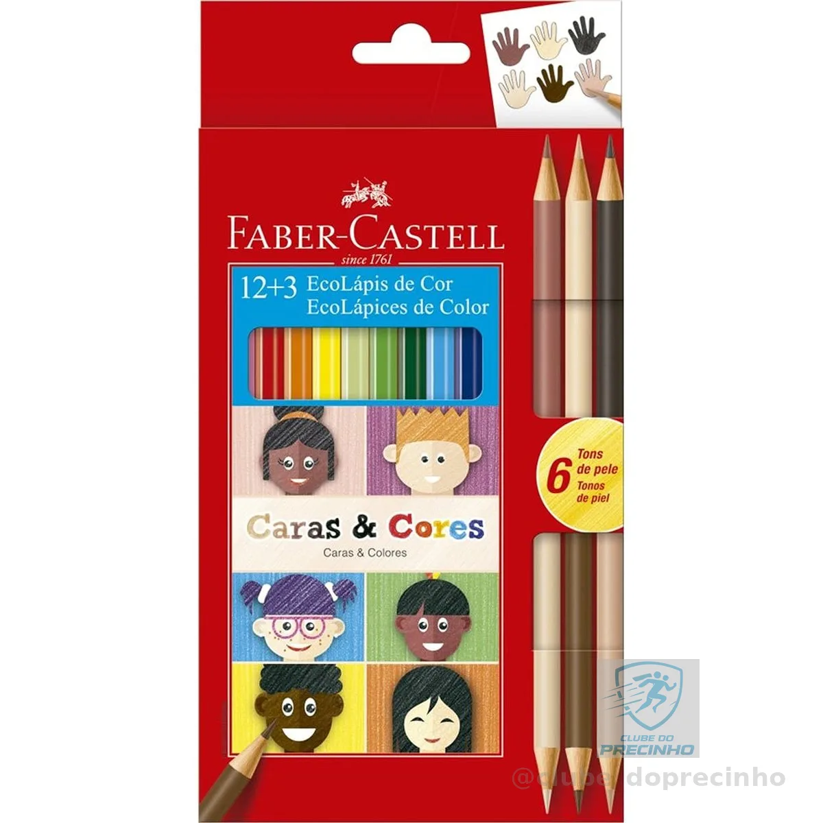 ECOLAPIS 12+3 CARAS & CORES, Faber-Castell, 120112CC, Tons de pele