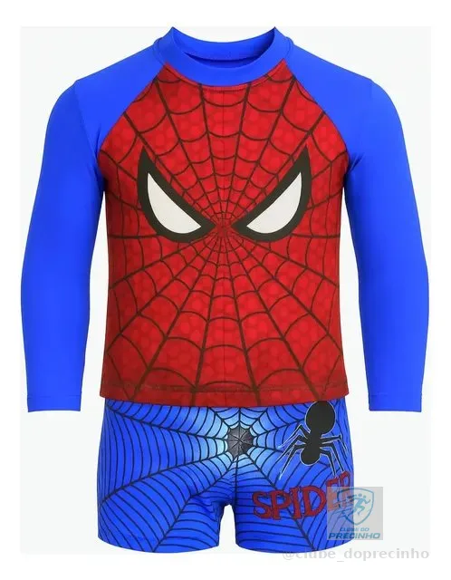 Blusa Proteção Solar Uv50 + Sunga Infantil Fpu50 Herois