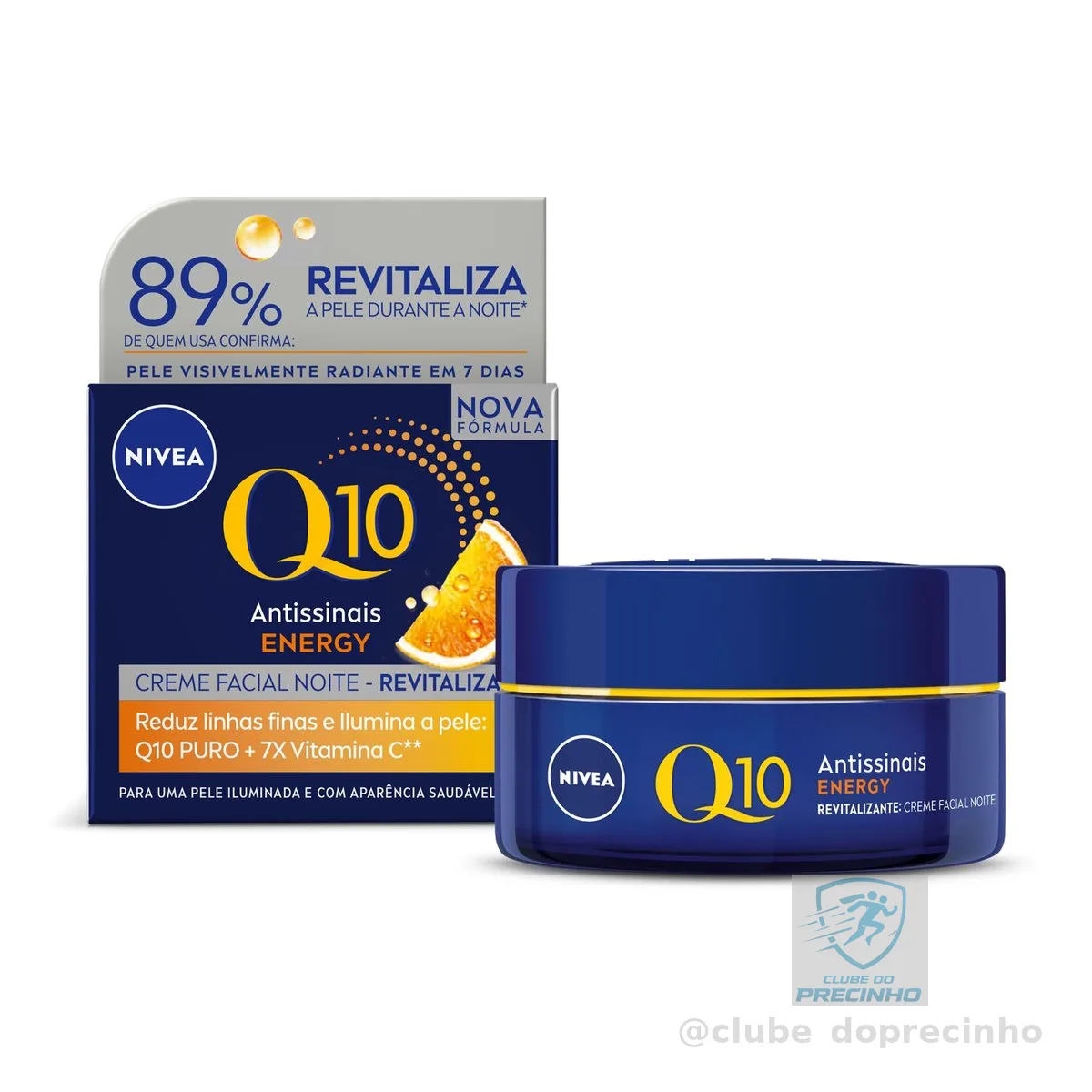 NIVEA Creme Facial Q10 Energy Antissinais Noite 50g, Reduz Linhas Finas, Ilumina, Pele mais Jovem, Revitalizante, Cuidado Facial Noturno
