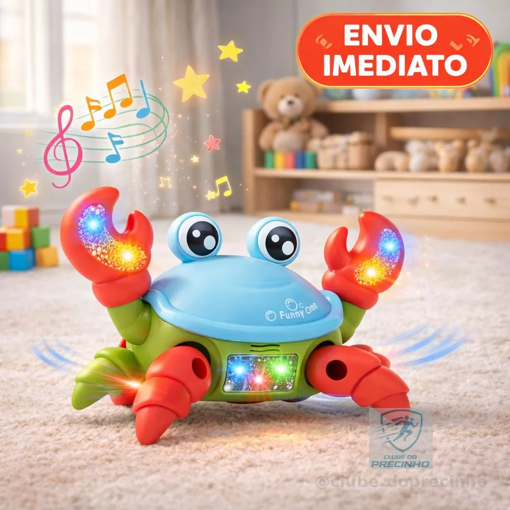 Brinquedo Caranguejo Fujão Musical Som Luz E Movimento Infantil Crianças ENVIO IMEDIATO