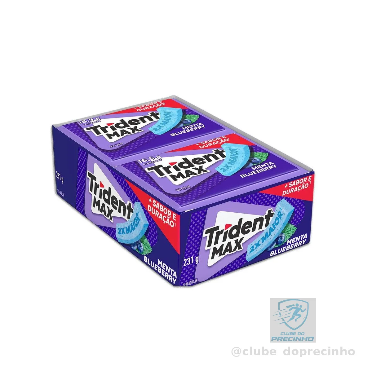 Chiclete Trident Max Menta Blueberry Sem Açúcar - Caixa com 14 unid. de 16,5g