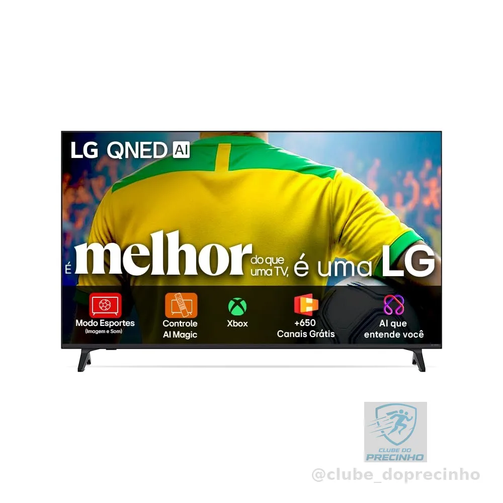 Smart TV 4K 55" LG QNED73 Portal de Games Processador AI α7 Gen8 4K Super Upscaling Google Cast Integrado Controle AI Magic WebOS 25 Modo Esportes Alerta de Esportes