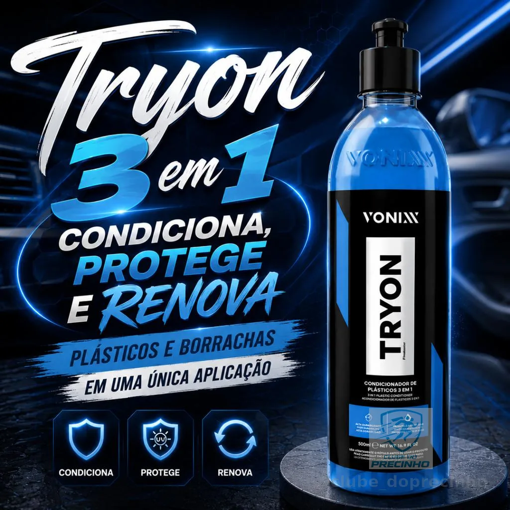 Tryon 500ml Vonnix Restaurador 3 em 1 Plásticos e Borrachas